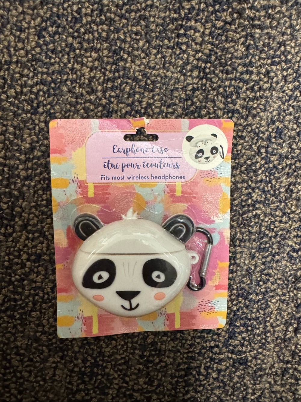 Panda Earphone Case - White and Black Protective Carrying Pouch - Picture 2 of 3